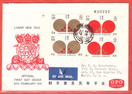 HONG KONG LETTRE FDC DE 1972 ANNEE DU RAT - Briefe U. Dokumente
