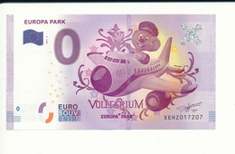 Billet Souvenir - 0 Euro - XEHZ - 2017-2 - EUROPA PARK VOLETARIUM - N° 17207 - Billet épuisé - Mezclas - Billetes