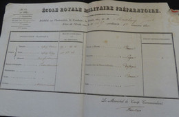 BULLETIN DE NOTES ECOLE ROYALE MILITAIRE PREPARATOIRE M. MASCLARY FIRMIN - 1830 - Historische Dokumente