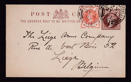 377/37 - ARMURERIE LIEGEOISE - Entier Postal UK EDINBURGH 1891 Vers La Manufacture Liégeoise D' Armes à Feu - Shooting (Weapons)