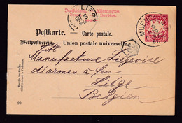 379/37 - ARMURERIE LIEGEOISE - Entier Postal Bavière MUENCHEN 1891 Vers La Manufacture Liégeoise D' Armes à Feu - Tir (Armes)