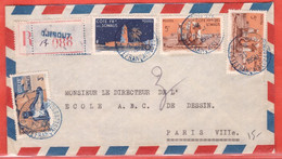 COTE DES SOMALIS LETTRE RECOMMANDEE DE 1950 DE DJIBOUTI POUR PARIS FRANCE - Covers & Documents