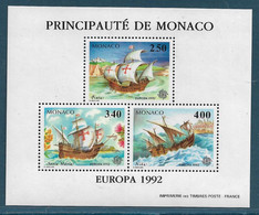 Monaco Bloc Spécial N°19** Timbres 1825/27 Europa 1992, Christophe Colomb. Cote 140€. - European Ideas