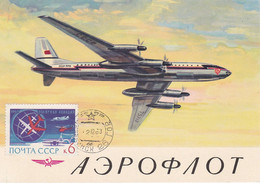 Carte Maximum Plane Avion Aviation Russia Russie 1963 Tupolev TU 114 - Cartes Maximum