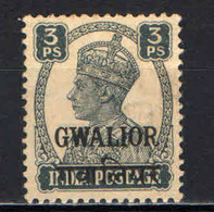 GWALIOR - 1942 - EFFIGIE DEL RE GIORGIO VI - VALORE DA 3 PS - USATO - Gwalior