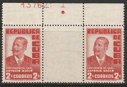 Cuba 1948 Sc 424 Yt 305 Interpanneau Margin Pair MNH** - Nuevos
