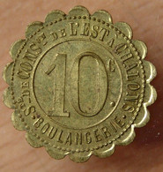 Chalons-sur Marne (51 - Marne) 10 Centimes Société De Consommation De L'Est BOULANGERIE - Monétaires / De Nécessité