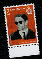 San Marino 2022 100 Nascita Pasolini 1v Complete Set ** MNH - Nuevos