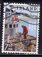 ISLANDA ICELAND ISLANDE ISLAND 1963 FAO FREEDOM FROM HUNGER CAMPAIGN HERRING BOAT 7.50k USED USATO OBLITERE' - Oblitérés