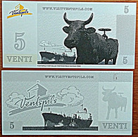 (!)  2011 5 VENTI LATVIA , Lettland , Lettonia  Local Currency Venspils City,cow , Ship  Unc Banknote - Lettonia