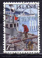 ISLANDA ICELAND ISLANDE ISLAND 1963 FAO FREEDOM FROM HUNGER CAMPAIGN HERRING BOAT 7.50k USED USATO OBLITERE' - Gebraucht