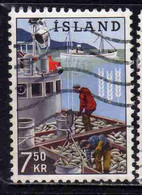 ISLANDA ICELAND ISLANDE ISLAND 1963 FAO FREEDOM FROM HUNGER CAMPAIGN HERRING BOAT 7.50k USED USATO OBLITERE' - Oblitérés