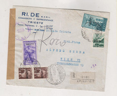 ITALY TRIESTE 1951 AMG-FTT  Nice Registered Censored Cover To Austria - Marcofilie