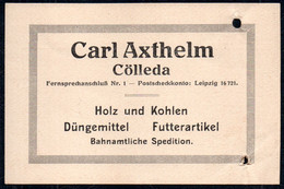 F9986 - Cölleda Carl Axthelm - Holz Kohlen Düngemittel Bahnamt Rechnung Werbung Reklame - Sonstige & Ohne Zuordnung