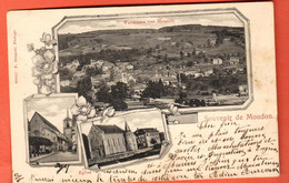 ZRU-09  RARE Souvenir De Moudon Multivues Panorama Eĝlise  Pionier. Circulé 1905 - Moudon