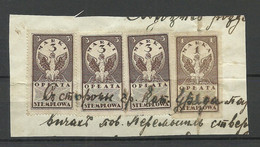POLEN Poland Ca 1920 - 4 Documentary Tax Stempelmarken Revenue Oplata Stemplowa O On Out Cut - Revenue Stamps