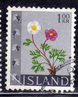 ISLANDA ICELAND ISLANDE ISLAND 1960 1962 FLORA FLOWERS IN NATURAL COLORS 1k USED USATO OBLITERE' - Gebruikt