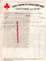 03- ST SAINT YORRE PRES VICHY- FACTURE SOURCES SAINT LOUIS-EAUX MINERALES- 27 BOULEVARD ITALIENS PARIS-1911 - Alimentaire
