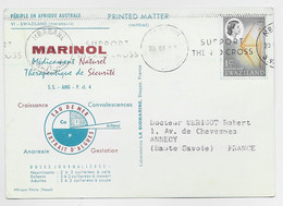SWAZILAND 1C SOLO CARD PUB DOCTOR MARINOL MBABANE 20.XII.1963 TO FRANCE - Swaziland (...-1967)
