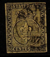 Italy Former States Parma  S 1  1852  Arms  5 Cents Yellow Orange, Used - Parma