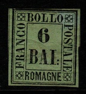 Italy Former States- Romagne S 7  1859 Definitive, 6 Bai Green Yellow, Mint Hinged,thin - Romagne