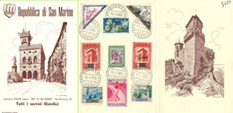 San Marino 1955  Amtliches Schmuckblatt Mit 9 Marken - Briefe U. Dokumente