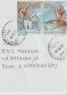 43-Vaticano-Storia Postale-Frammento Coppia Francobolli S. Pio Da Petralcina - Covers & Documents