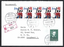 DANEMARK 1989: LSC Rec. De Skive Pour Corgémont (BE, Suisse) Affr. De 29,70k - Storia Postale