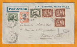 1932 - Enveloppe PAR AVION De NA TRANG, Annam Vers PARIS Via SAIGON Et MARSEILLE - Affranchissement 36 C - Poste Aérienne