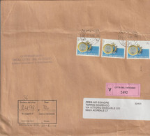 41-Vaticano-Storia Postale-E.2,00 X 3 Monete  Su Busta Assicurata X Acireale - Brieven En Documenten