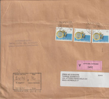 41-Vaticano-Storia Postale-E.2,00 X 3 Monete  Su Busta Assicurata X Acireale - Briefe U. Dokumente