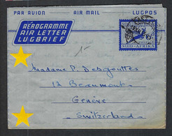 AFRIQUE DU SUD P.A. 1955: Aérogramme De East London  Pour Genève (Suisse) Affr. De 6p - Aéreo