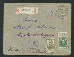 110 En 124 Op Envelop Alveringhem Strookje Aangetekend 16-07-1915 - Zona No Ocupada