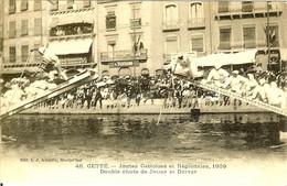 34 SETE CETTE JOUTES CETTOISES ET REGIONALES 1909 DOUBLE CHUTE DE JULIAN ET DUFFAU - Sete (Cette)