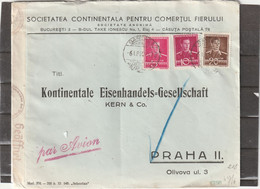 Romania AIRMAIL CENSORED COVER Baneasa To Czechoslovakia 1941 - World War 2 Letters