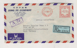 HONG KONG 1964 Registered  Airmail Cover To Germany Meter Stamp - Brieven En Documenten