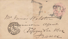ENVELOPPE  IMPRIMEE TIMBRE ROSE 1889 ENVOYEE A BOULOGNE SUR MER - Lettres & Documents