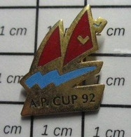 1210 Pin's Pins / Beau Et Rare / THEME : SPORTS / VOILE VOILIER BATEAU A P CUP 92 - Vela