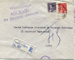 IRAQ LETTRE RECOMMANDEE AVEC CACHET " REGISTERED AIR MAIL BY IMPERIAL AIRWAYS " DEPART BAGHDAD  AS-SAMAWAL 17 APR 37.... - Iraq