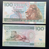 2019 Matej Gabris 100 Sovereign World Bank Wildlife Lion Löwe Bird Oiseau Sberatel UNC SPECIMEN ESSAY Tirage Limité - Specimen