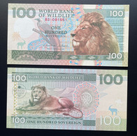 2019 Matej Gabris 100 Sovereign World Bank Wildlife Lion Löwe Bird Oiseau Sberatel UNC SPECIMEN ESSAY Tirage Limité - Fictifs & Spécimens