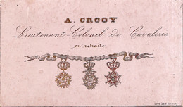 Carte De Porcelaine De Militaire Officier Lieutenant Colonel De Cavalerie Crooy Médaille Décoration - Porcelaine