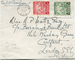 BARBADES LETTRE DEPART BARBADOS 11 FEB 1939 G.P.O. POUR LA GRANDE-BRETAGNE - Barbados (...-1966)