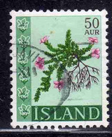 ISLANDA ICELAND ISLANDE ISLAND 1968 FLORA FLOWERS IN NATURAL COLORS 50a USED USATO OBLITERE' - Gebraucht