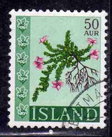 ISLANDA ICELAND ISLANDE ISLAND 1968 FLORA FLOWERS IN NATURAL COLORS 50a USED USATO OBLITERE' - Gebruikt