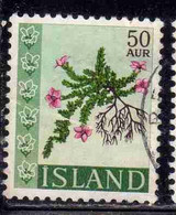 ISLANDA ICELAND ISLANDE ISLAND 1968 FLORA FLOWERS IN NATURAL COLORS 50a USED USATO OBLITERE' - Gebraucht