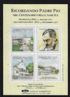 1986 Italia Foglietto Erinnofili - Centenario Della Nascita Di Padre Pio - Blokken & Velletjes