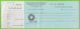 Lisboa - Portugal Cheque Da Caixa Geral De Depósitos, Crédito E Previdência - Papéis De Valor - Portugal - Schecks  Und Reiseschecks