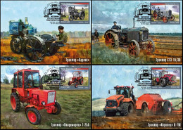 Russia 2022 History Of The Domestic Tractor Industry. Wheel Tractors , Set Of 4 Maxicards  (**) RARE - Covers & Documents