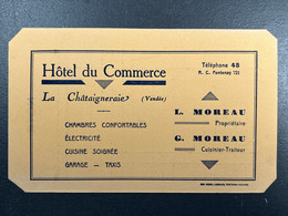 Facture / Note Hôtel Du Commerce La Chataigneraie Vendée Moreau 1938 - 1900 – 1949